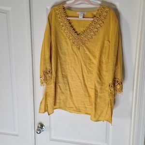 Love and Laurel cotton blouse size 1X dark yellow